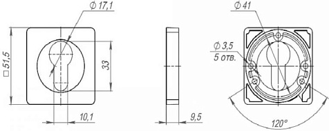 Накладка под цилиндр Ajax ET.K.JK51 (ET JK) GR-23 графит купить в СОМ