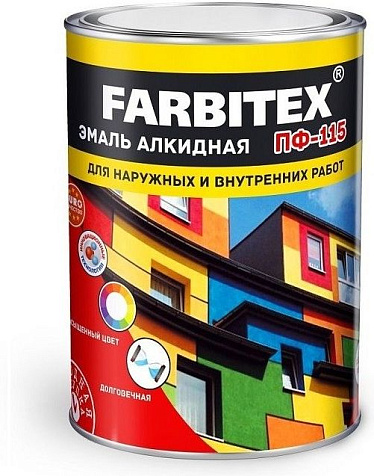 Эмаль ПФ-115 Farbitex, черная, 0.4 кг купить в СОМ