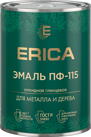 Эмаль ПФ-115 Erica, черная, 0.8 кг купить в СОМ