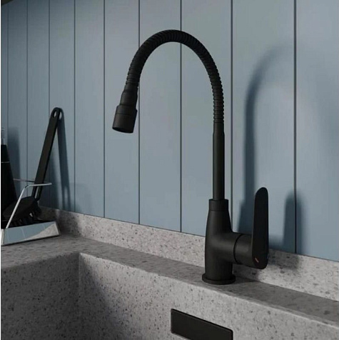 Смеситель для мойки Milardo Meal M07BL2FM05, латунь, черный матовый купить в СОМ