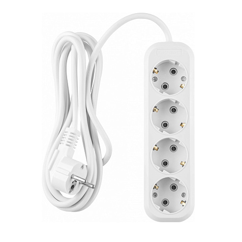 Удлинитель ОНЛАЙТ OPE-S-04-500-E-3x1  4 гн, 5 м, СЗ, 16А IP20 белый купить в СОМ