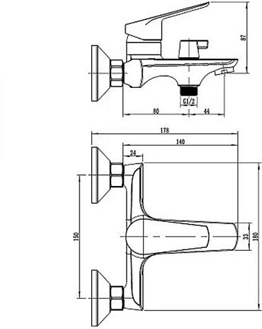 Смеситель для ванны Loranto Gracia LR30506001, латунь, хром купить в СОМ