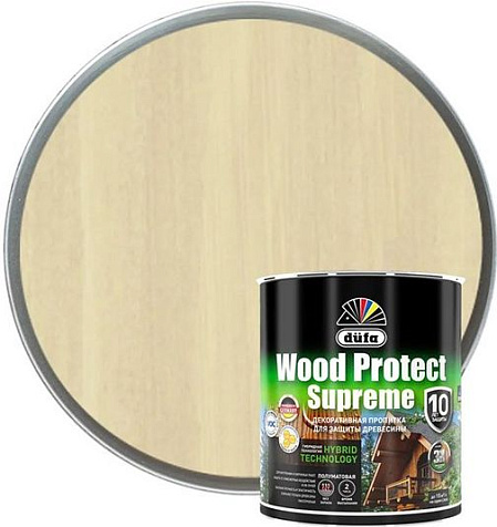 Пропитка защитно-декоративная Dufa WOOD PROTECT SUPREME, бесцветный, 0.75 л купить в СОМ
