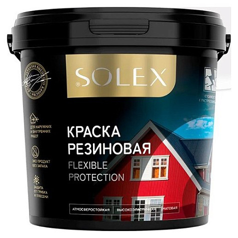 Краска резиновая Solex для фасадов и интерьеров, белый, 3кг купить в СОМ