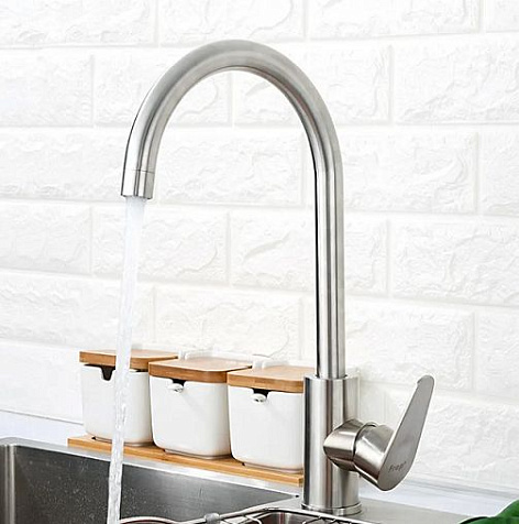 Смеситель для мойки Frap 4048, нержавеющая сталь купить в СОМ