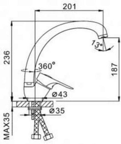 Смеситель для мойки Frap F4128-B, хром купить в СОМ