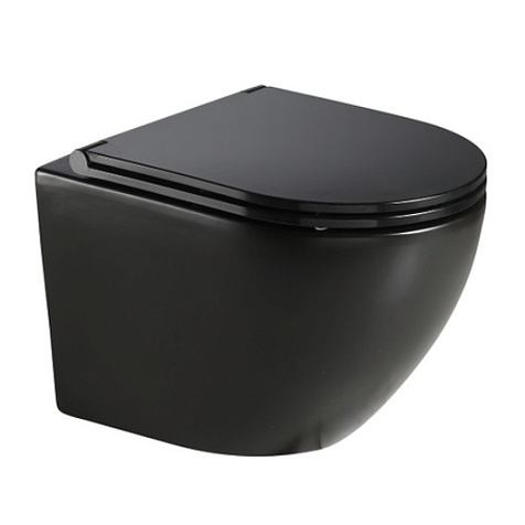 Унитаз подвесной Azario Grado AZ-0046-MB, безободковый, черный, сиденье микролифт купить в СОМ