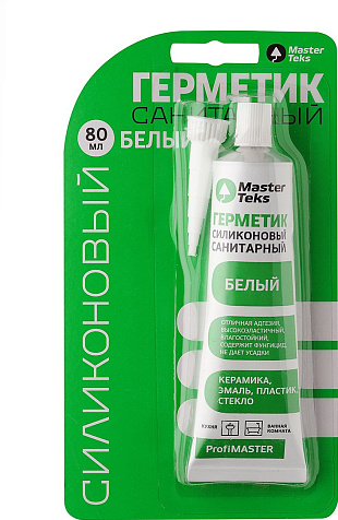 Герметик силиконовый MasterTeks ProfiMaster, санитарный, белый, 80 мл купить в СОМ