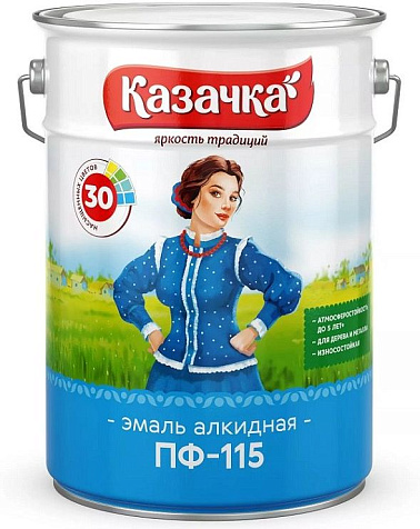 Эмаль ПФ-115 Казачка, глянцевая, красная, 6 кг купить в СОМ