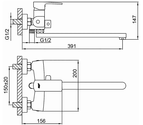 Смеситель для ванны Frud R22152, черный купить в СОМ